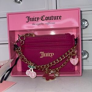 NWT Juicy Couture Fuchsia Card Holder with Gold Accents